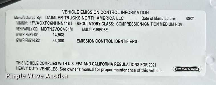 image for item YA0588 2022 Freightliner Business Class M2 bucket truck