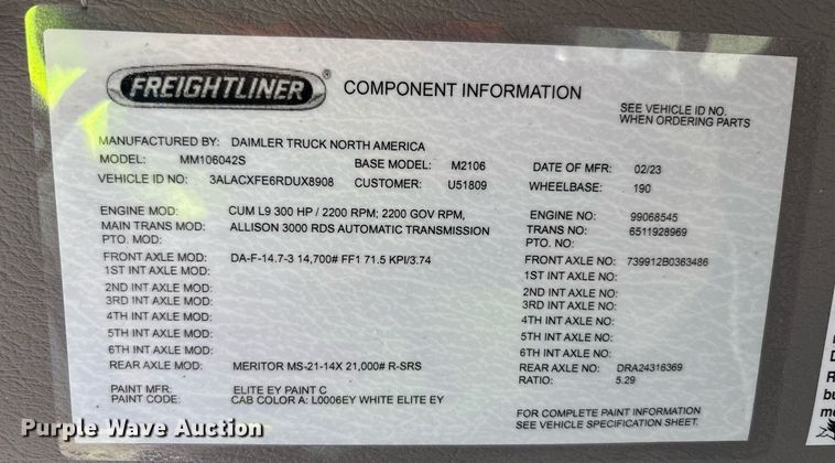 image for item YA0651 2024 Freightliner Business Class M2 bucket truck