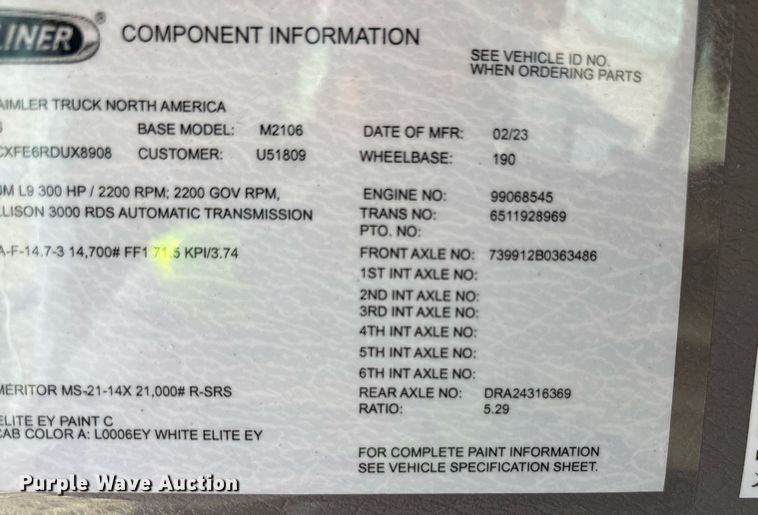 image for item YA0651 2024 Freightliner Business Class M2 bucket truck