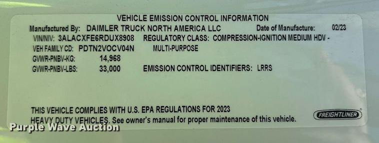 image for item YA0651 2024 Freightliner Business Class M2 bucket truck