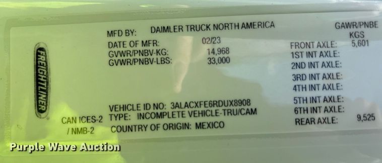 image for item YA0651 2024 Freightliner Business Class M2 bucket truck