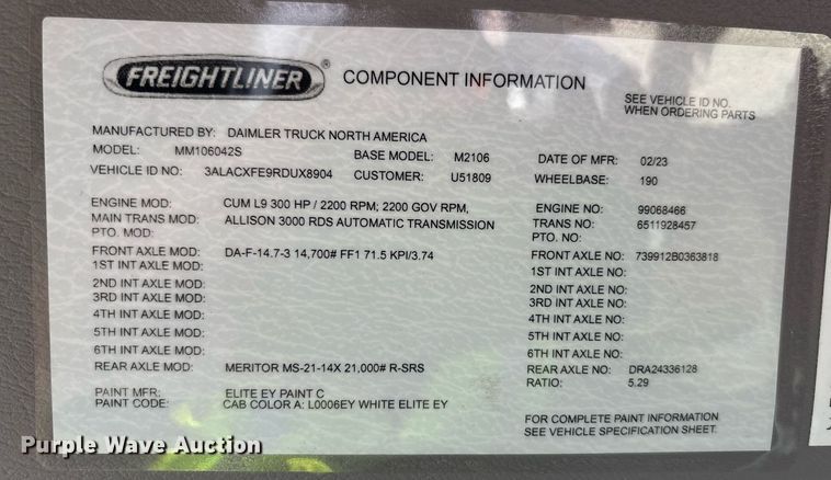 image for item YA0652 2024 Freightliner Business Class M2 bucket truck