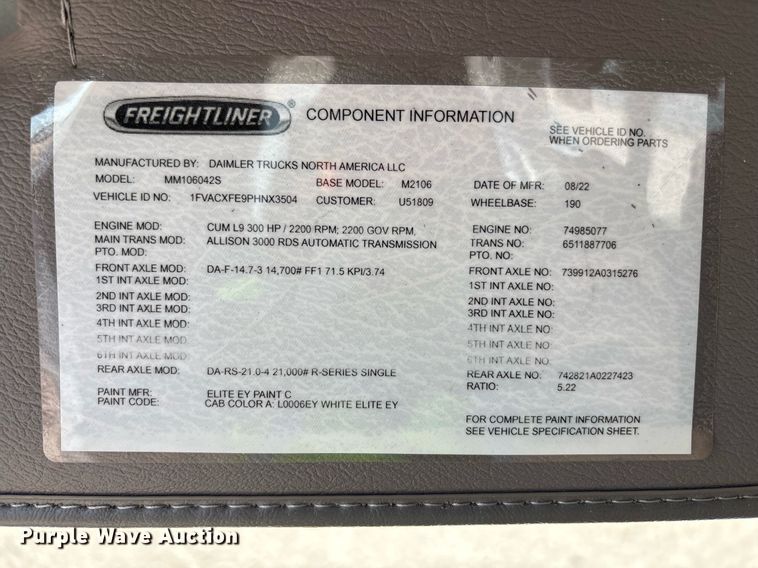 image for item YA0653 2023 Freightliner  Business Class M2 bucket truck