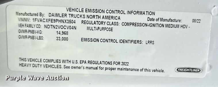 image for item YA0653 2023 Freightliner  Business Class M2 bucket truck