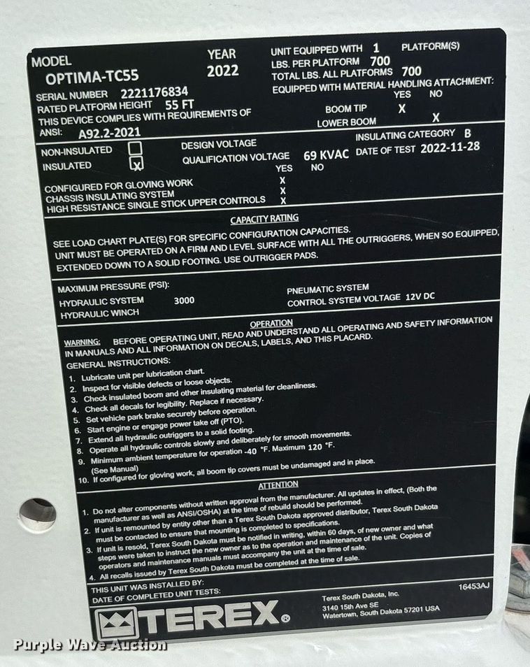 image for item YA0654 2023 Freightliner Business Class M2 bucket truck