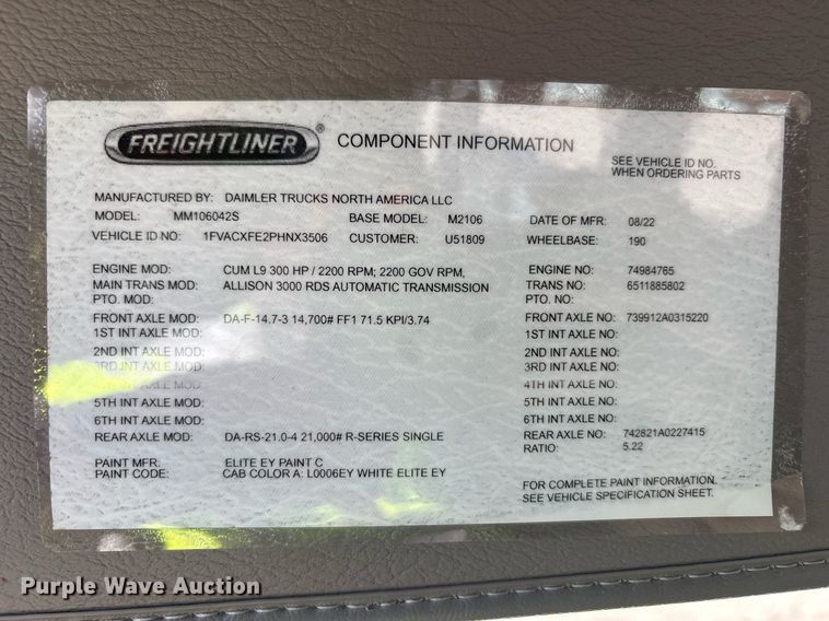 image for item YA0654 2023 Freightliner Business Class M2 bucket truck