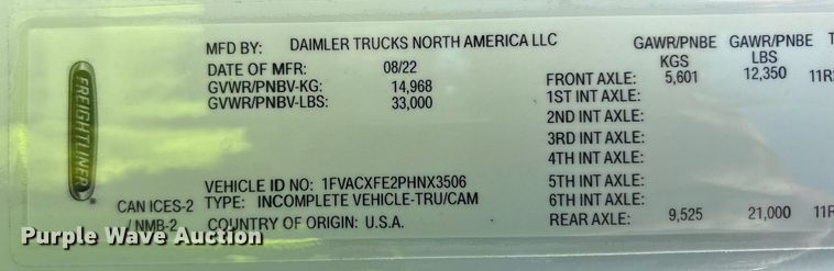 image for item YA0654 2023 Freightliner Business Class M2 bucket truck