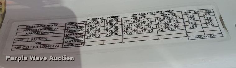 image for item YA0685 2020 Peterbilt 567 crane truck