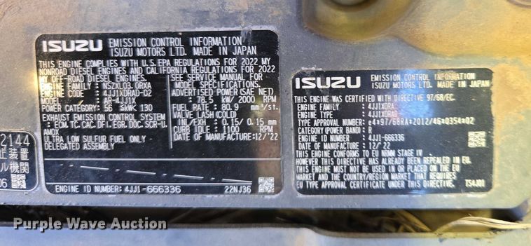 image for item YA0877 2023 John Deere 135 P-TIER excavator