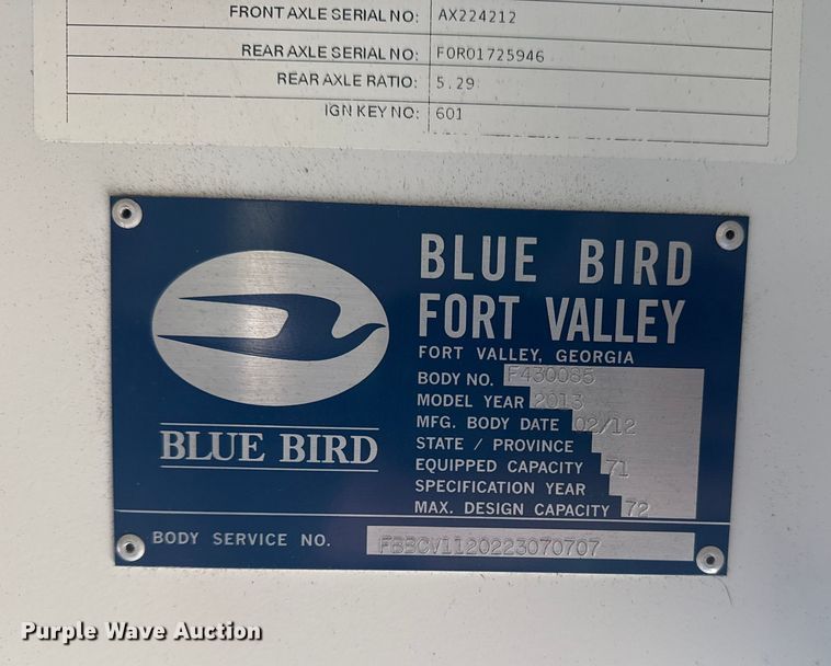 image for item DJ7751 2013 Blue Bird Bb Conventional school bus