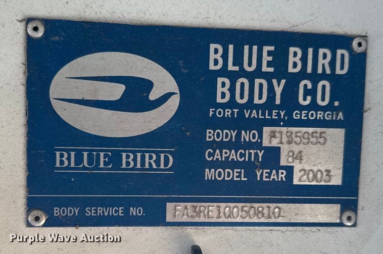 image for item DJ7753 2003 Blue Bird All American / All Canada school bus