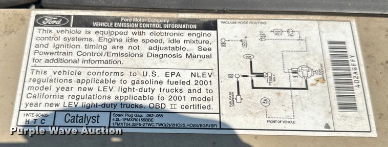 image for item DJ9702 2001 Ford Ranger SuperCab pickup truck