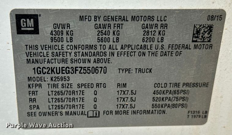 image for item DK0008 2015 Chevrolet Silverado 2500HD Double Cab flatbed pickup truck