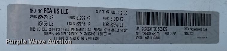 image for item DK0010 2019 Dodge Charger Police 