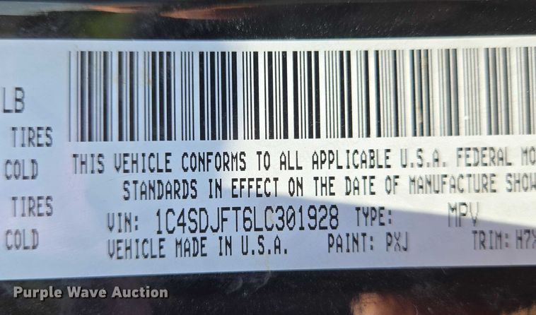 image for item DU6760 2020 Dodge Durango SSV SUV