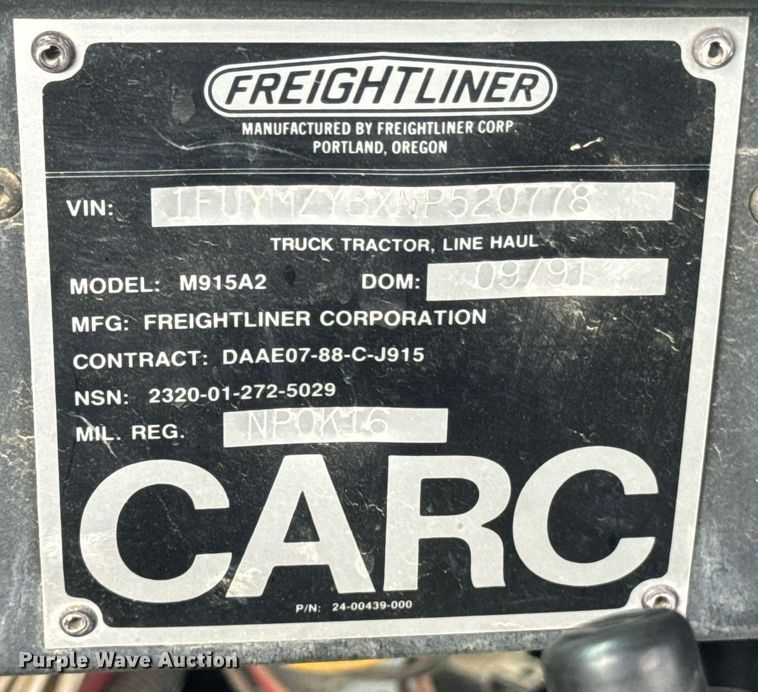 image for item DU9329 1991 Freightliner M915A2 semi truck