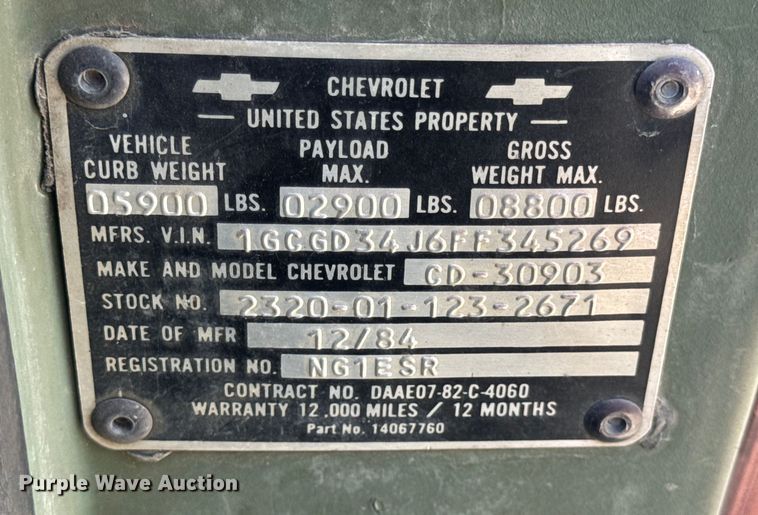 image for item DW3485 1985 Chevrolet D3 brush fire truck