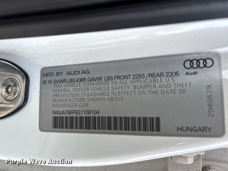 image for item DW8671 2016 Audi A3 