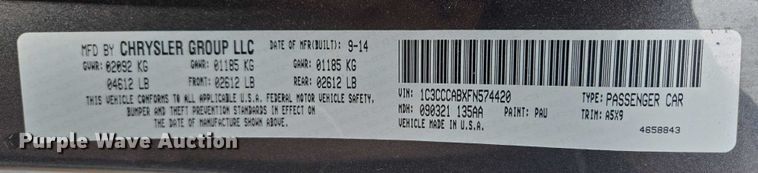 image for item DY1087 2015 Chrysler 200 