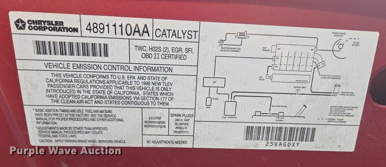 image for item DY1091 1998 Chrysler Sebring convertible