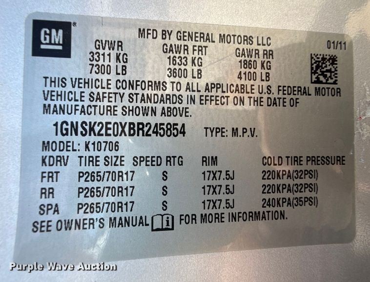 image for item DZ8899 2011 Chevrolet Tahoe Police SUV