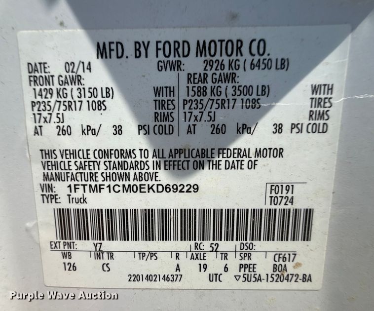 image for item DZ8903 2014 Ford F150 pickup truck