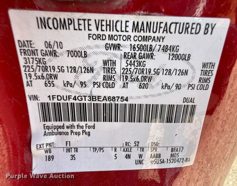 image for item DZ8917 2011 Ford F450 Super Duty ambulance