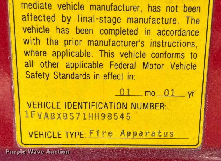 image for item DZ8922 2001 Freightliner FL80 pumper fire truck