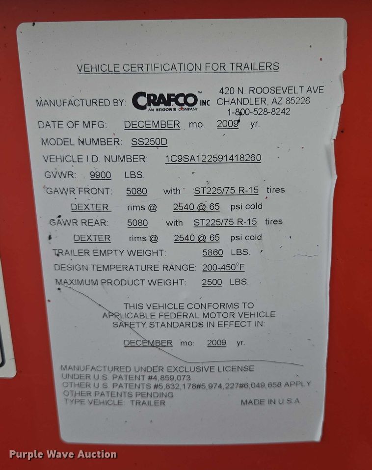 image for item EB0987 2010 Crafco SS250D pothole patcher