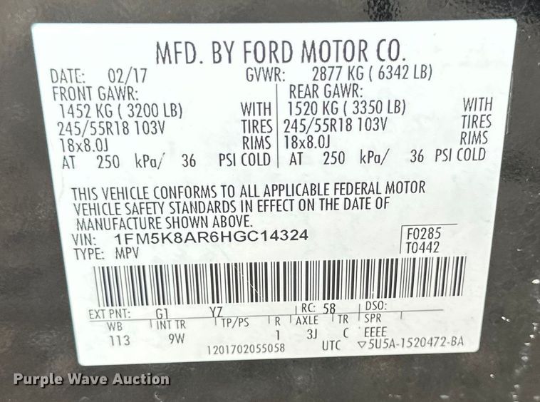 image for item EB2860 2017 Ford Explorer Police Interceptor SUV