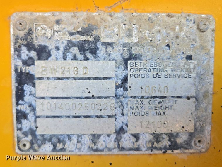 image for item EF1836 1987 Bomag BW213D single drum vibratory roller