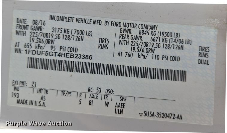 image for item EF1838 2017 Ford F550 utility / service truck