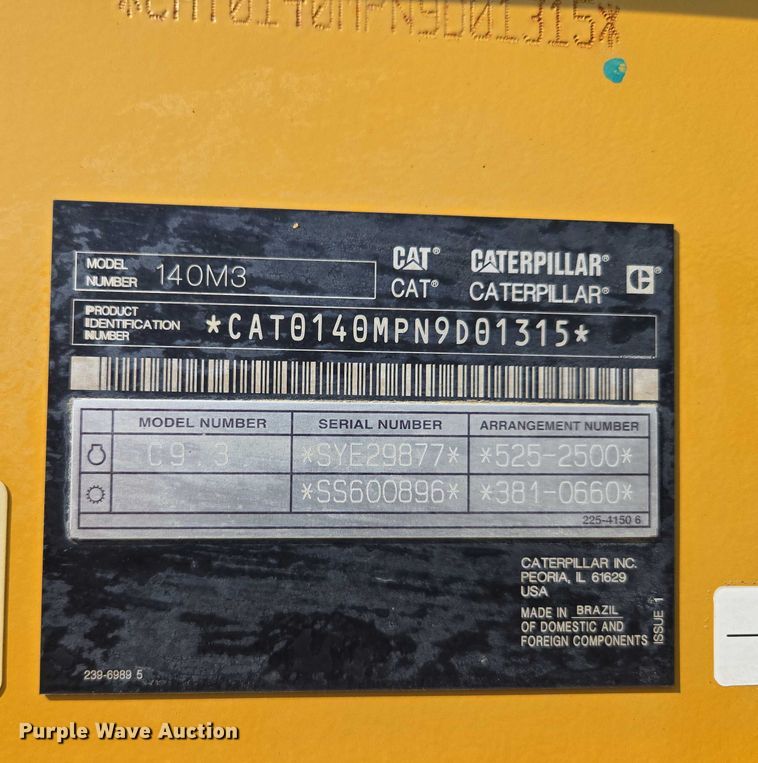 image for item EF1840 2018 Caterpillar 140M3 motor grader