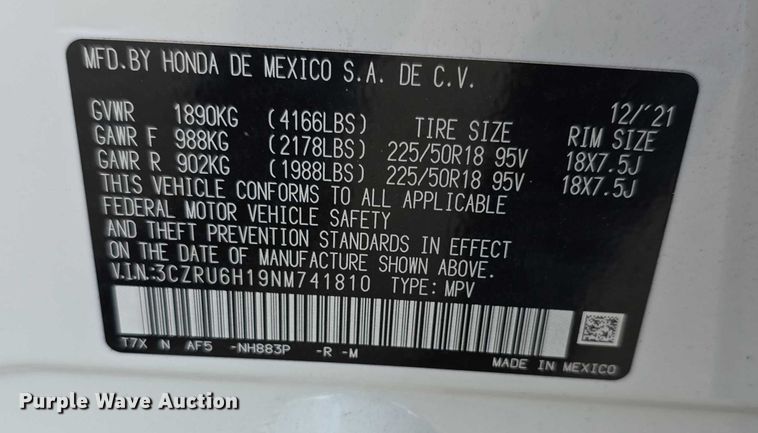 image for item EF3675 2022 Honda HR-V Sport SUV