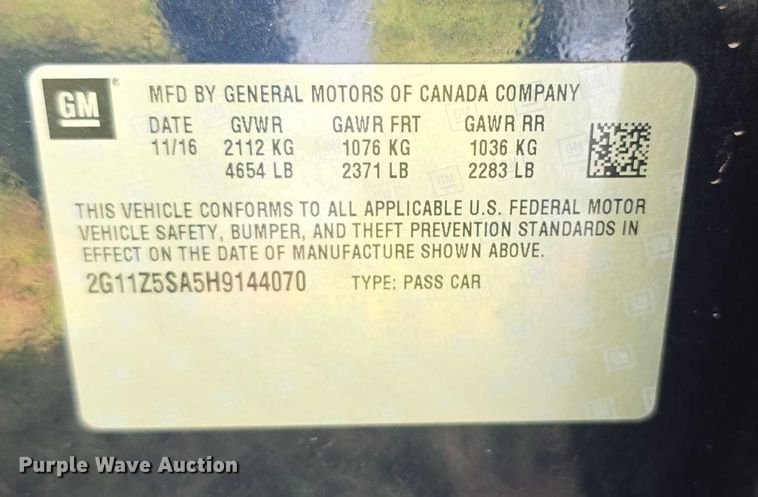 image for item EF3710 2017 Chevrolet Impala 