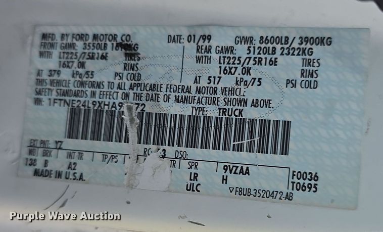 image for item EF3711 1999 Ford Econoline E250 van