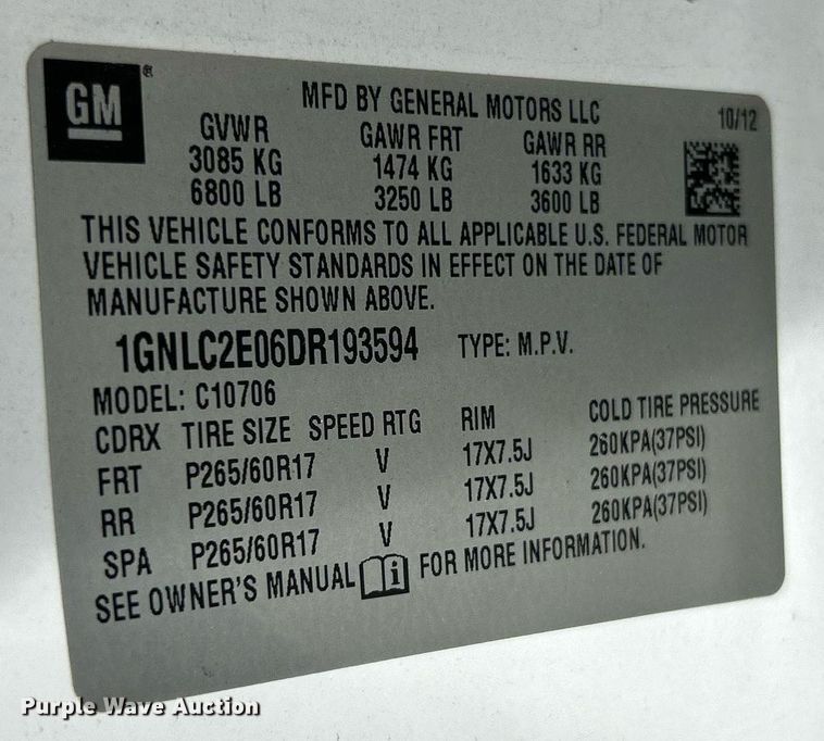 image for item EK8242 2013 Chevrolet Tahoe Police SUV