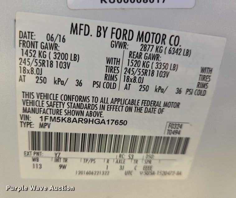 image for item EN8319 2017 Ford Explorer Police Interceptor SUV