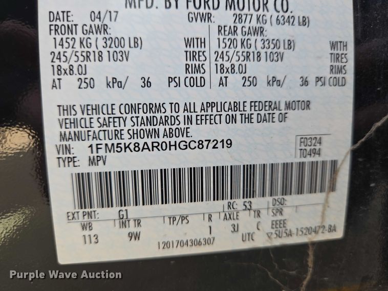 image for item EN8321 2017 Ford Explorer Police Interceptor SUV