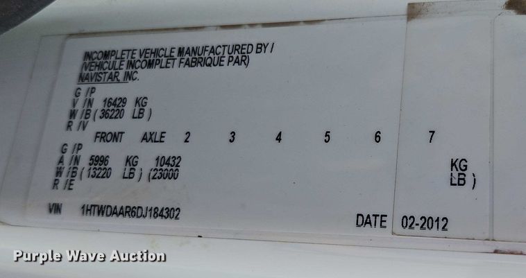 image for item EO4634 2013 International WorkStar 7400 dump truck