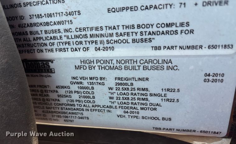 image for item EU0023 2011 Thomas Built school bus