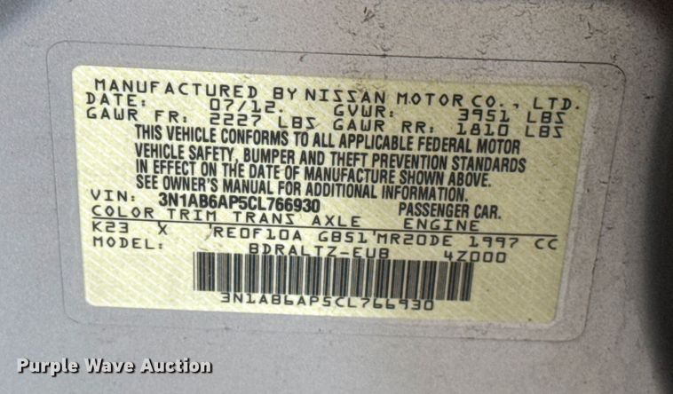 image for item EU2056 2012 Nissan Sentra 