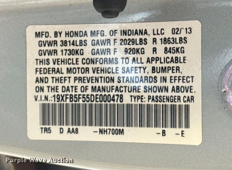 image for item EU2057 2013 Honda Civic 