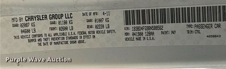 image for item EU2060 2011 Dodge Avenger 