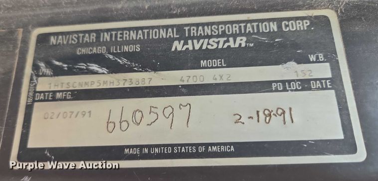 image for item EU3589 1991 International 4700 dump truck