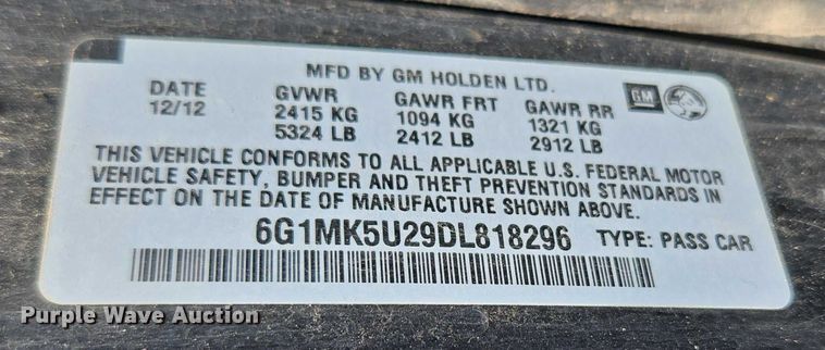 image for item EU3594 2013 Chevrolet Caprice Police 