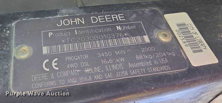 image for item EV1526 1998 John Deere 2030 Pro Gator utility vehicle