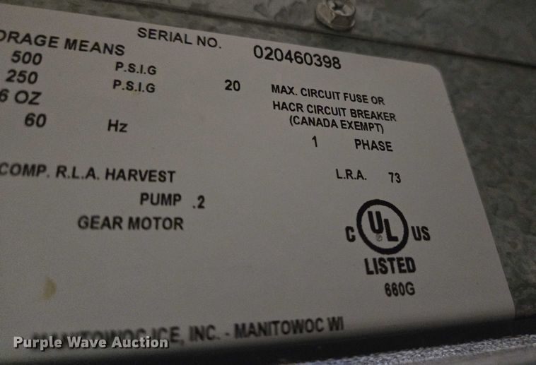 image for item EV1548 Manitowac QD0803W ice machine