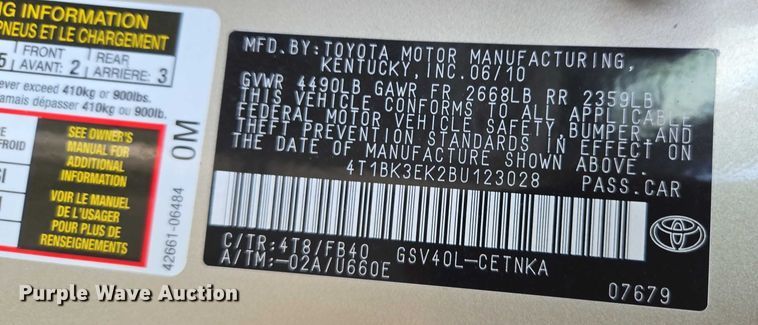 image for item EV1577 2011 Toyota Camry LE  
