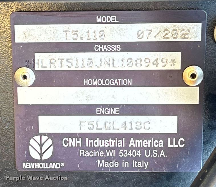 image for item DM1969 2022 New Holland T5.110 MFWD tractor